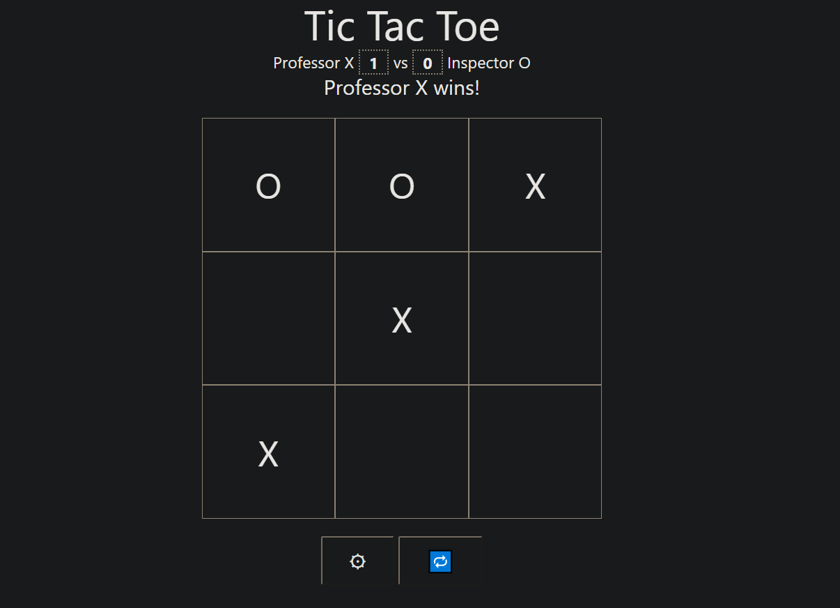 Tic Tac Toe project screenshot